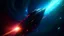 Placeholder: captivating scene. magical space theme. extreme depth and detail. futuristic curved thin generation spaceship. colorful nebula