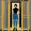 Placeholder: full body portrait -- an absolutely stacked, thin, petite, little female, who resembels Spock, with great big giant bazoombas, short, military-cut, buzz-cut, pixie-cut black hair tapered on the sides, wearing short sleeved, nylon, Turtleneck tube top, blue jean mini shorts, heavy, black fishnet stockings, punk rock styled, platform boots, red lipstick, dark, emo, eye makeup