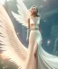 Placeholder: subtle queen, atmospheric, realistic, unreal engine, cinematic lighting, octane render, transparent long dress, blonde, full body, bright wings, smile, long hair