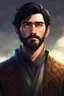 Placeholder: illustration {a man, villager, fantasy, black hair} digital art, semi-realistic, fantasy