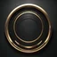 Placeholder: create me a thin round laurel golden rim. but futuristic space technology and electronics. background should be full black. no face should be visible. its just the rim. the middle should be empty.