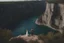 Placeholder: Only one guy and a girl are standing on the edge of a cliff and holding hands