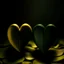 Placeholder: two hearts, dark green and yellow colours, romantic atmosphere