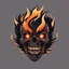 Placeholder: minimalistic burning screaming skull flame cyberpunk logo