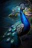 Placeholder: Create a picture of a strange colorful peacock standing near its twigs of branches and flowers lying on the river bank, decorated with flowers, highly detailed, maximalist, dreamy setting, high fine defined details, sharp, high resolution HDR 8x Modifiers: crisp quality Joris Hoefnagel Antonis Fylladitis velvety Lawrence alma tadema