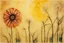 Placeholder: painted and burned burlap, sunshine, flowers, styles of Paul Klee Dee Nickerson and Tim Burton, melting watercolor and black ink outlines on wet paper, soft, shading strokes, in sunshine, ethereal, otherwordly, cinematic postprocessing, bokeh, dof