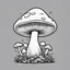 Placeholder: mushroom, black and white, cartoon, drawing, cute, outline