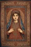 Placeholder: An intricate Iranian carpet from the Byzantine era in the center of the painting Beautiful gypsy girl.