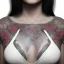 Placeholder: Hispanic woman with chest tattoos