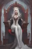 Placeholder: Beautiful white haired Vampire queen on her throne, drawing