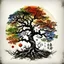 Placeholder: Tree of life, Chinese ink colors