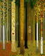 Placeholder: A forest with totem poles and a giant tree painted by Gustav Klimt