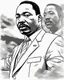 Placeholder: Outline art for coloring pages with Martin luther king jr, white background, sketch style, only use black outline, white background, no shadows and well and clear outline