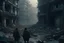 Placeholder: human design, breaking down into pieces, cinematic image, 16K observe a dystopian scenario, destroyed and abandoned city from a side close-up