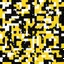 Placeholder: emoji styled in crossword puzzle pattern, black background, minimalist, yellow-black-white tri-color, splash art