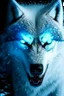 Placeholder: winter white gagantuan wolf beast angry glowing eyes