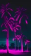 Placeholder: 1980s aesthetic glowing pink vaporwave palm trees at night in the dark