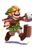 Placeholder: Male Fantasy RPG character, chaabi kawaii Mario proportions, lord of the rings inspiration, with hammer, in a bounding run, animation character