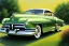 Placeholder: a true-to-life 1949 mercury eight, classic wheels, pen and color marker, centered, intricate, extreme detailed, photorealism, center view, drive-in background, pivot on mercury, painting by cheryl kelley