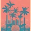 Placeholder: tropical city, latino, plants, streets, risograph poster, flat design, 2 colors