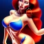 Placeholder: fullbody portrait of voluptuous atletic beautiful young Jessica Rabbit in bikini Sandro Botticelli style