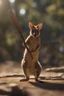 Placeholder: wallaby training spear throwing, bokeh like f/0.8, tilt-shift lens 8k, high detail, smooth render, down-light, unreal engine, prize winning