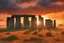 Placeholder: Stonehenge in the process of being erected by a herd of massive elephants, muscular trunks expertly maneuvering the colossal stones into place under a dramatic sunset sky, Stonehenge in background, brilliant orange hues of dwindling day, breath-taking natural light, masterful octane rendering, highly detailed, cinematic, 3D realism