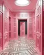 Placeholder: A light pink mystical maze with a lot of doors painted by Andy Warhol