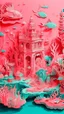Placeholder: A pink underwater kingdom designed in Chinese paper art painted by Pablo Picasso