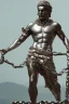 Placeholder: Full body Greek statue,man in chain ⛓️,Future classic style statue, 3d blander