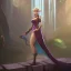 Placeholder: a gorgeous adventurer princess in a revealing dress by a fantasy waterfall, zelda