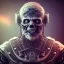 Placeholder: old viking as a zombie, shines extreme in blue light, hr giger, scary, steam punk, realistic, made in octane, cinematic, ultra-realistic, extremely detailed octane rendering, 8K, VRAY Super Real ar 2:3, dof photorealistic futuristic 50mm lens hard lighting dark gray tintype photograph, realistic lighting, sepia color