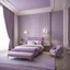 Placeholder: hotel bedroom master, modern classic style, lavender colors, 3d