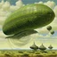 Placeholder: An olive green sky with airships designed in Navajo woven art painted by Claude Monet