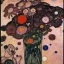 Placeholder: floating flowers in outer space muted colors by Egon Schiele