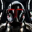 Placeholder: star wars bald male corellian pilot wearing pearlescent black and gunmetal grey First Order special forces heavy assault stealth commando armor and helmet with gold and red trim inside the jedi temple, hyperdetailed, dynamic lighting, hyperdetailed background, 8k resolution, volumetric lighting, light skin, fully symmetric details