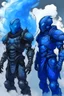 Placeholder: blue smoke in a shape of humanoid and a colour of a storm wearing a scalemail armor