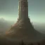 Placeholder: franz frazetta style, tower on hill, amon hen, clear day, forest in the distance