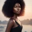 Placeholder: A portrait of a beautiful youthful black woman, wearing a black dress, long hair, black hair, wavy hair, wizard, magical, ethereal, soft bright lighting, Concept art by wlop, Ultra quality 8k, Fantasy.