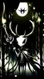 Placeholder: Make a Hollow Knight oc. He is EXTREMELY tall his build is slender. His clothing is a long cloak and he has a dagger as a weapon. His horns are long as all heck.