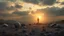 Placeholder: "A serene landscape where broken objects are scattered around, but the central figure stands calm and glowing, radiating peace and understanding."