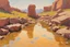 Placeholder: Sunny day, rocks, mountains, puddle, sci-fi movies influence, fantasy, rodolphe wytsman and ludwig dettman impressionism paintings