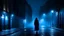 Placeholder: hd images woman blue fog city street night