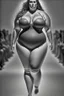 Placeholder: full_body_shot_of_a_hyper_realistic_ultra_detailed_photograph_of_a_beautiful curvy sexy clothes ,female model walking down a runway at a fashion show dark