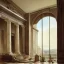 Placeholder:  Living room with a big full wall window view on rome , Vignola classicism architecture,interior design,point of perspective,by Jean Baptiste Monge, Epic cinematic, brilliant stunning, intricate, meticulously, detailed, dramatic atmospheric, maximalist digital matte painting