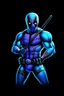 Placeholder: Black main color, blue accent color deadpool, thin, fit, lean