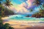 Placeholder: a beautiful Hawaii beach, DMT materic oil painting Art Style