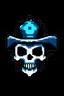 Placeholder: An 8-bit style logo of a skull wearing a pirate hat with a blue glow.