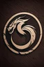 Placeholder: minimalist dragon ink logo, leather background