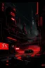 Placeholder: pos-apocalyptic cyberpunk city, a plubicity showing the number 2222, abstract black painting, illuminated red neon, concept art, dark, high contrast, make it as a sticker